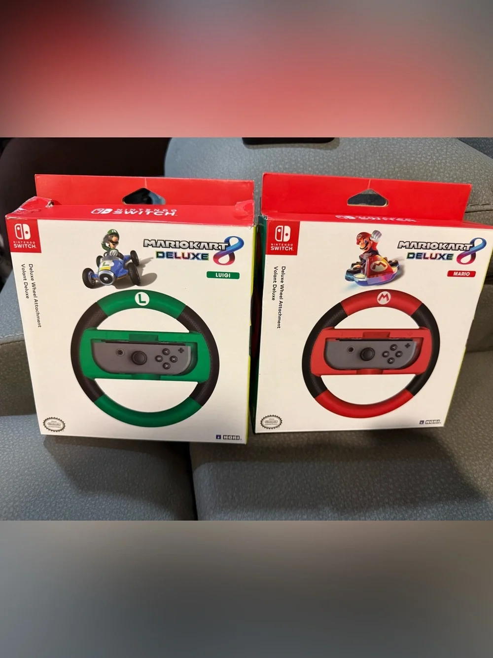 Nintendo Mario Kart Deluxe Steering Wheels - Red & Green Joy-Con Wheels